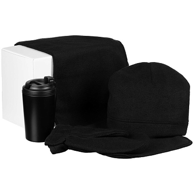 Набор Fleecy с термостаканом, черный (Чёрный)