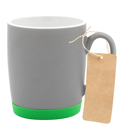 Кружка Make Me To Go, серая/зелёная с биркой (Серый/зеленый_с_биркой)