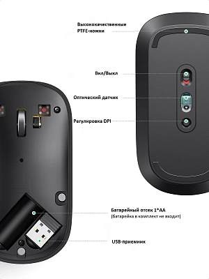 Мышь беспроводная Ugreen MU001, черный