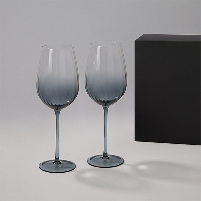 Подарочный набор 2 бокала для вина Mancera в черной коробке (Черный, прозрачный)