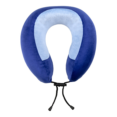 Подушка TORBER, дорожная, с эффектом памяти, синяя, полиэстер+спандекс, 26 х 27 х 10 см (Синий)