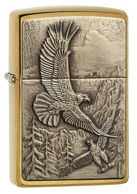 Зажигалка ZIPPO Eagles, с покрытием Brushed Brass, латунь/сталь, золотистая, матовая, 38x13x57 мм (Золотистый)