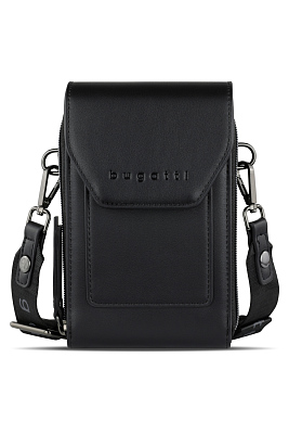 Сумка наплечная BUGATTI Almata, чёрная, полиуретан, 11х4х19 см