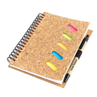 Блокнот Гарольд со стикерами и шариковой ручкой, черный