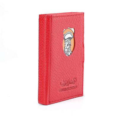 Кошелек S.Quire, натуральная кожа красная тисненая матовая 70*93*12 мм