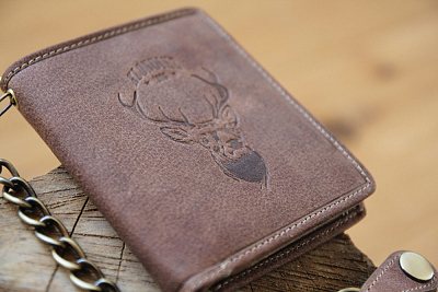 Бумажник KLONDIKE «Wayne Deer», натуральная кожа в светло-коричневом цвете, 10,5 х 12,5 х 2,5 см