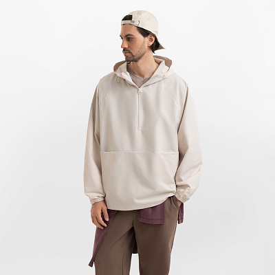 Ветровка (анорак) оверсайз унисекс RISSMAN, бежевая, размер XL/XXL (Бежевый)