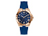 Корпус- розовое золото, циферблат- синий, крепление- синий