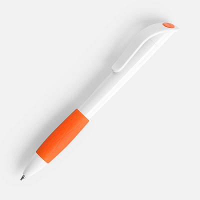 Ручка шариковая Grip, белая с оранжевым (Оранжевый)
