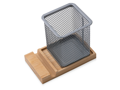 Подставка для ручек и телефона Fika (Серебристый, натуральный)