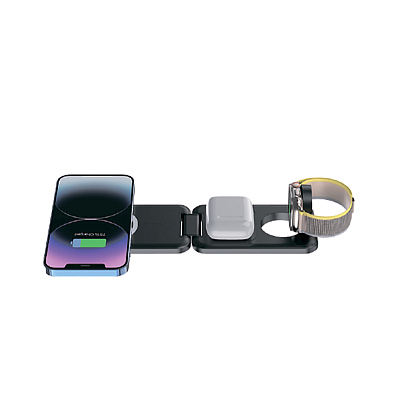 Складная беспроводная (15W) зарядная станция "Slap" с MagSafe, черный