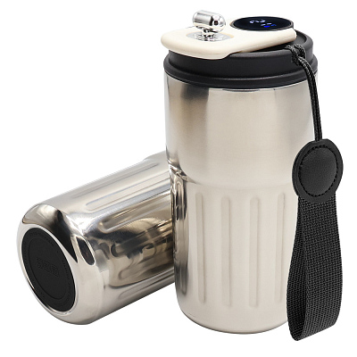 Термокружка Ashly To Go, серебристая/чёрная (Серебристый/черный)