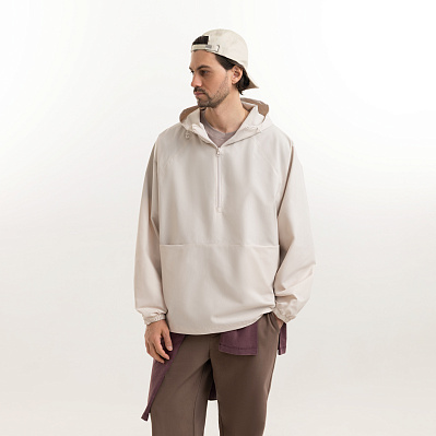Ветровка оверсайз унисекс RISSMAN, бежевая, размер XL/XXL (Бежевый)