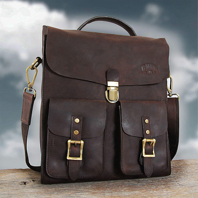 Сумка KLONDIKE «Brady», натуральная кожа в темно-коричневом цвете, 30 х 35 х 7 см