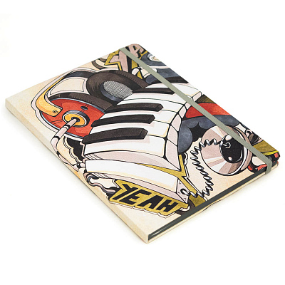 Записная книжка в клетку 15.5x21 Граффити R1-2443844 (Белый/Пёстрый черный)