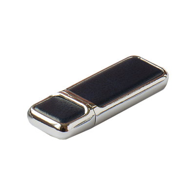 Кожа 01 Брусок кожаный, синий, 4Гб, переходник мини-универсальный