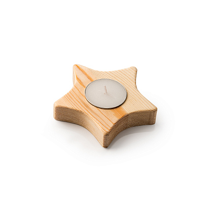 Деревянная свеча MAKA, бежевый  (Бежевый (форма звезды))