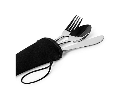 Набор столовых приборов BELVER (Серебристый, черный)