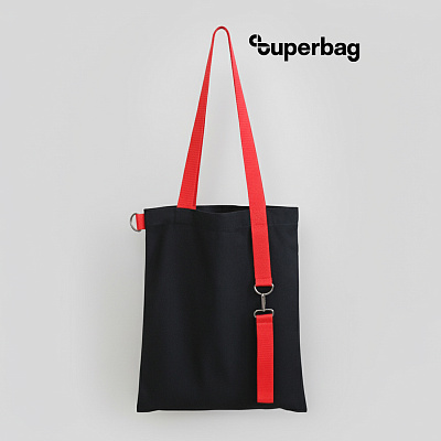 Шоппер Superbag black с ремувкой 4sb (чёрный с красным) (Черный с красным)
