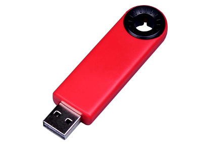 USB 3.0- флешка промо на 64 Гб прямоугольной формы, выдвижной механизм (Красный/черный)