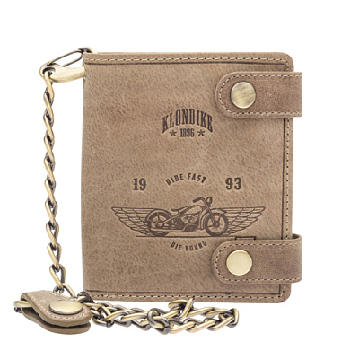 Бумажник KLONDIKE «Tim Bike», натуральная кожа в светло-коричневом цвете, 11,5 х 12,5 х 3 см (Коричневый)