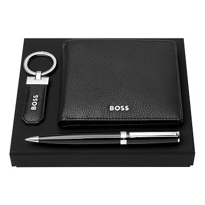 Набор HUGO BOSS (шариковая ручка, брелок и кошелек) (Черный)