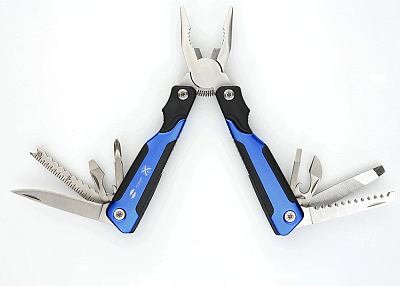 Мультитул Stinger,104x45 мм, 15 функций, сталь/пластик, сине-чёрный, в комплекте нейлоновый чехол (Синий)