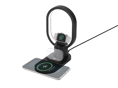 Беспроводная зарядная станция 4-в-1 Portal c лампой, 15 Вт (Чёрный)