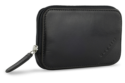 Ключница BUGATTI Nobile, черная, воловья кожа/полиэстер, 11,5х1,5х7 см (Черный)