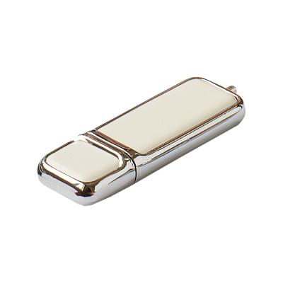 Кожа 01 Брусок кожаный, белый, 4Гб, переходник мини-универсальный