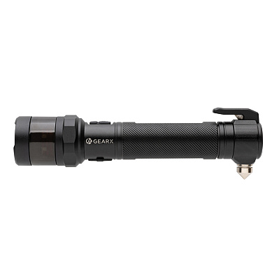 Фонарь Gear X с дополнительными функциями IPx4 из переработанных алюминия и пластика RCS, LED (Черный;)