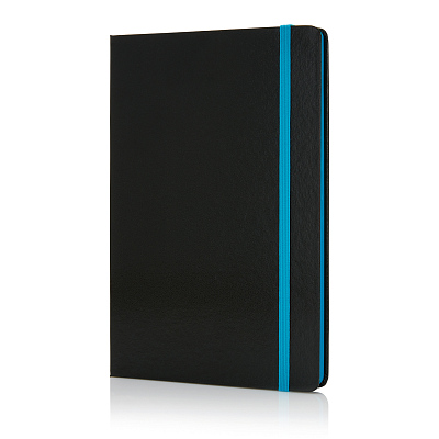 Блокнот на резинке с цветным срезом, А5 (Синий; черный)