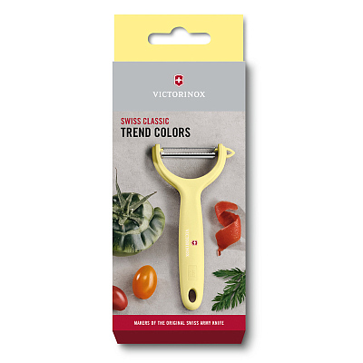 Нож для чистки томатов и киви VICTORINOX, двусторонее зубчатое лезвие, светло-жёлтая рукоять