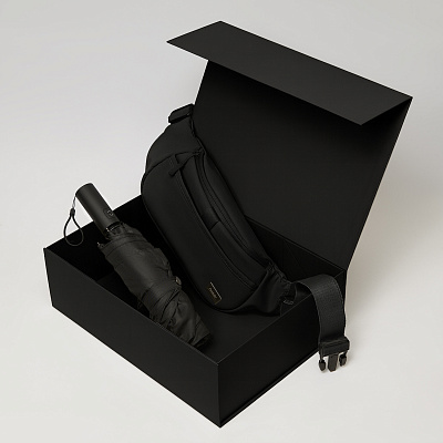 Подарочный набор Boston, Filton, черный (поясная сумка, зонт) (Чёрный)