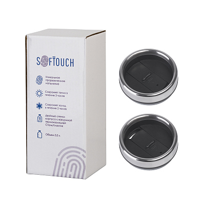 Термостакан "Европа" 500 мл, покрытие soft touch, красный