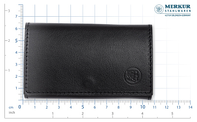 Станок Т-образный для бритья MERKUR 46C, матовое хромированное покрытие, разборный, в чехле из натуральной воловьей кожи, лезвия в комплекте (10 шт)