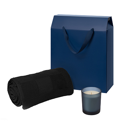 Подарочный набор Enigma. Cella  (свеча, плед) (Синий)