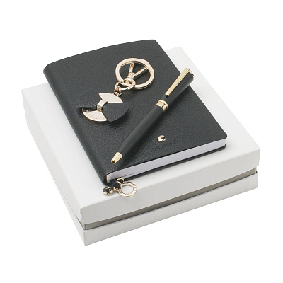 Набор (записная книжка А6, ручка шариковая, брелок), черный (Чёрный)