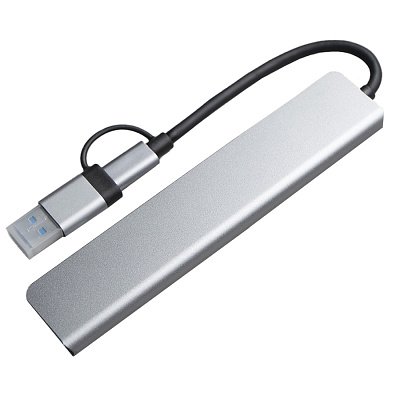 USB-хаб ROOT 8 в 1 , алюминий (Серый)