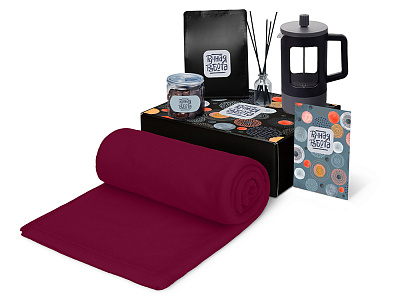 Подарочный набор Re:y. Vive с пледом, френч-прессом и кофе (Бордовый) Подарочный набор Re:y. Vive с пледом, френч-прессом и кофе (Бордовый)