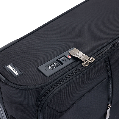 Чемодан TORBER Seyd, чёрный, нейлон 600D, 36,5 х 19 х 54 см, 32 л