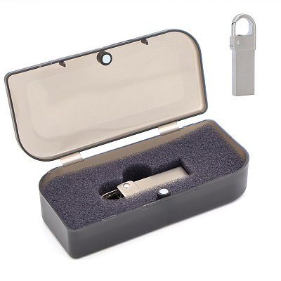 Флешка Carabine 16 Гб в футляре, серебристая (Серебристый)