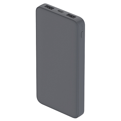 Внешний аккумулятор Polus, 10000 Mah, софт-тач покрытие, серый (Серый.)
