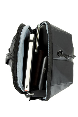 Рюкзак с одним плечевым ремнем BUGATTI Blanc, чёрный, тарпаулин/полиэстер, 18х9х30 см