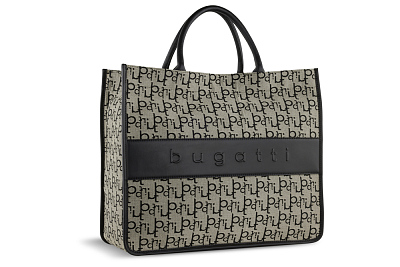 Сумка-тоут BUGATTI Elea, бежево-черный цвет, жаккард/воловья кожа/полиэстер 41 х 15 х 34,5 см (Бежевый с черным)