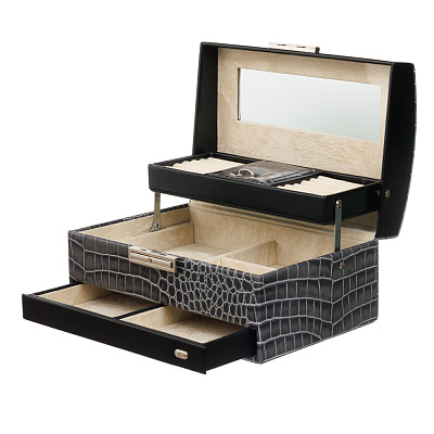 Шкатулка для украшений Jardin D'Ete, цвет антрацит, "рептилия", 24,8 х 16 х 12,5 см (Черный)