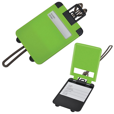Бирка багажная  "Чемодан";  ярко-зеленый,  5.6*7.8 см; пластик; (Зеленый)