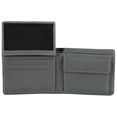 Бумажник Mano "Don Leonardo", с RFID защитой, натуральная кожа в сером цвете, 10,5 х 2 х 8,5 см