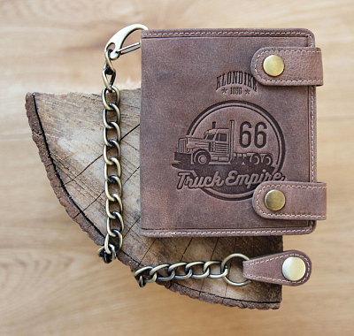 Бумажник KLONDIKE «Tim Truck», натуральная кожа в светло-коричневом цвете, 11,5 х 12,5 х 3 см