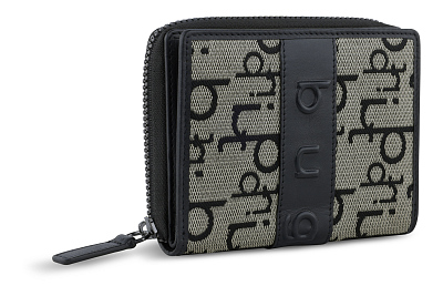 Кошелек женский BUGATTI Elea, бежево-черный цвет, жаккард/воловья кожа/полиэстер, 10х2,5х12 см (Бежевый с черным)